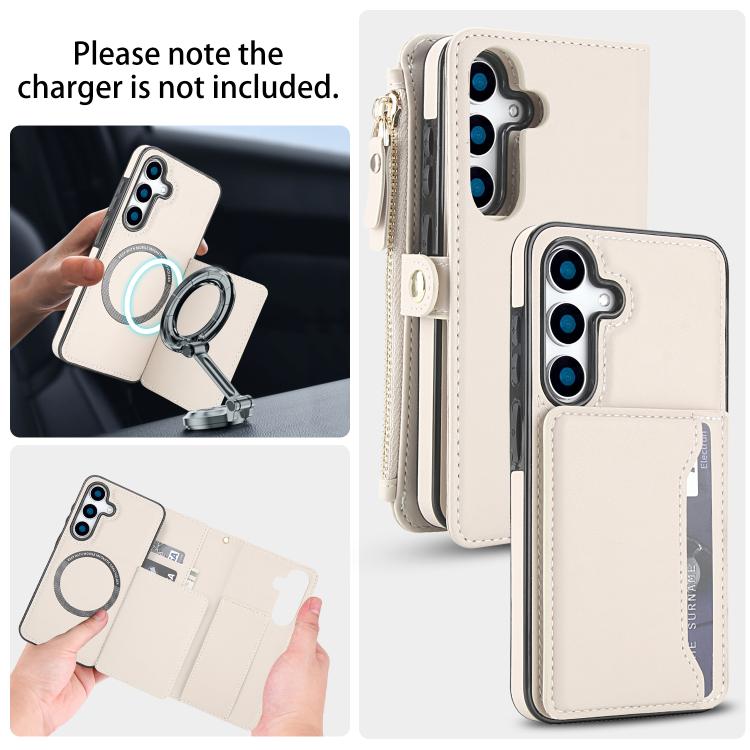 Funda de cuero desmontable con cordón para Samsung Galaxy S25+ 5G (blanco)