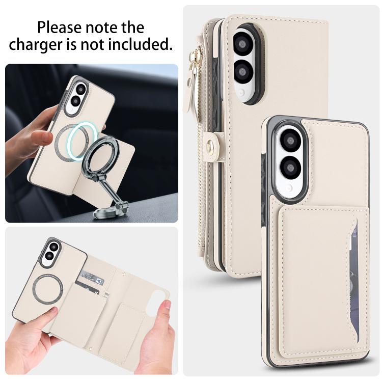 Funda de cuero desmontable con cordón para Samsung Galaxy S25 Edge 5G (blanco)