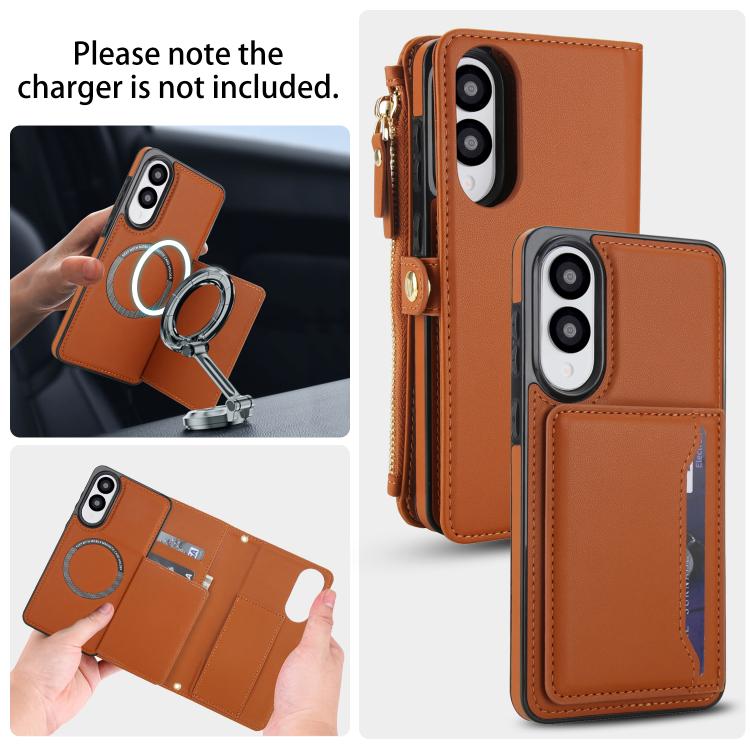 Funda de cuero desmontable con cordón para Samsung Galaxy S25 Edge 5G (marrón)