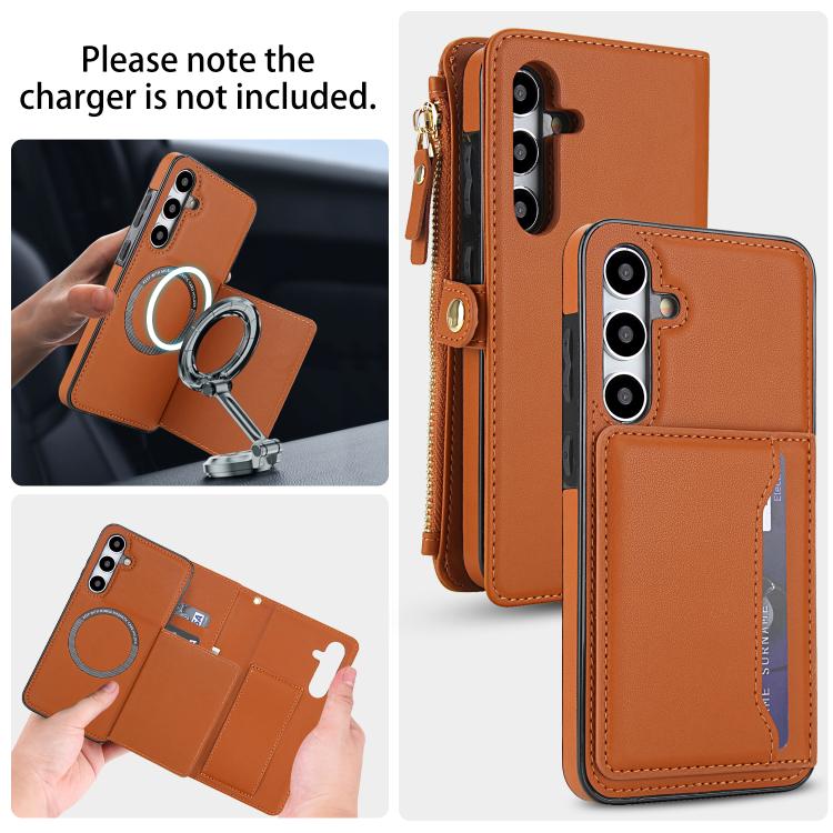 Funda de cuero desmontable con cordón para Samsung Galaxy S24+ 5G (marrón)