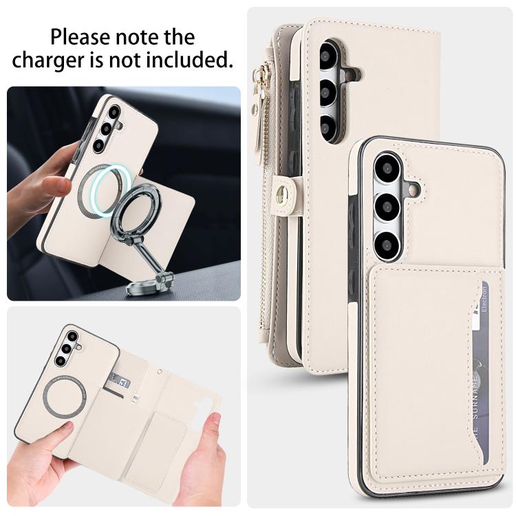 Funda de cuero desmontable con cordón para Samsung Galaxy S24 5G (blanco)
