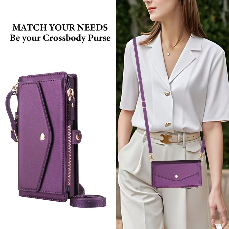 Funda de cuero desmontable con cordón para Samsung Galaxy S23 Ultra 5G (morado oscuro)