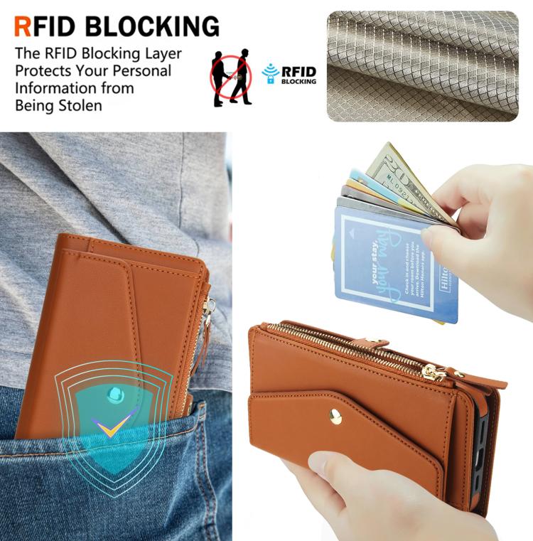 Funda de cuero desmontable con cordón para Samsung Galaxy S23 Ultra 5G (marrón)