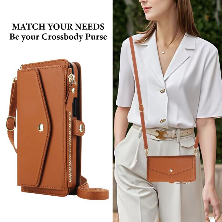 Funda de cuero desmontable con cordón para Samsung Galaxy S23+ 5G (marrón)
