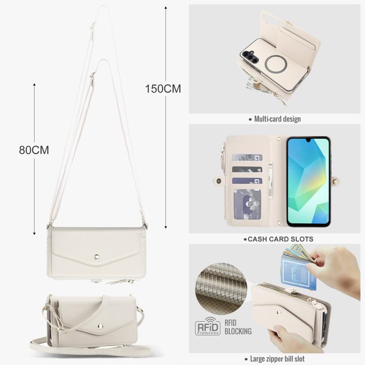 Funda de cuero desmontable con cordón para Samsung Galaxy S23 5G (blanco)