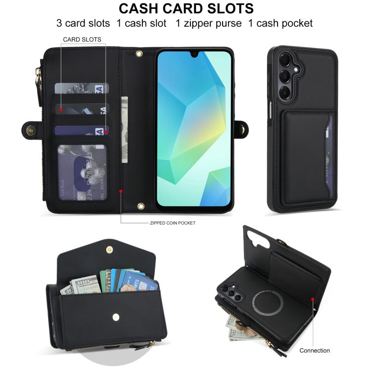 Funda de cuero desmontable con cordón para Samsung Galaxy S23 5G (negro)