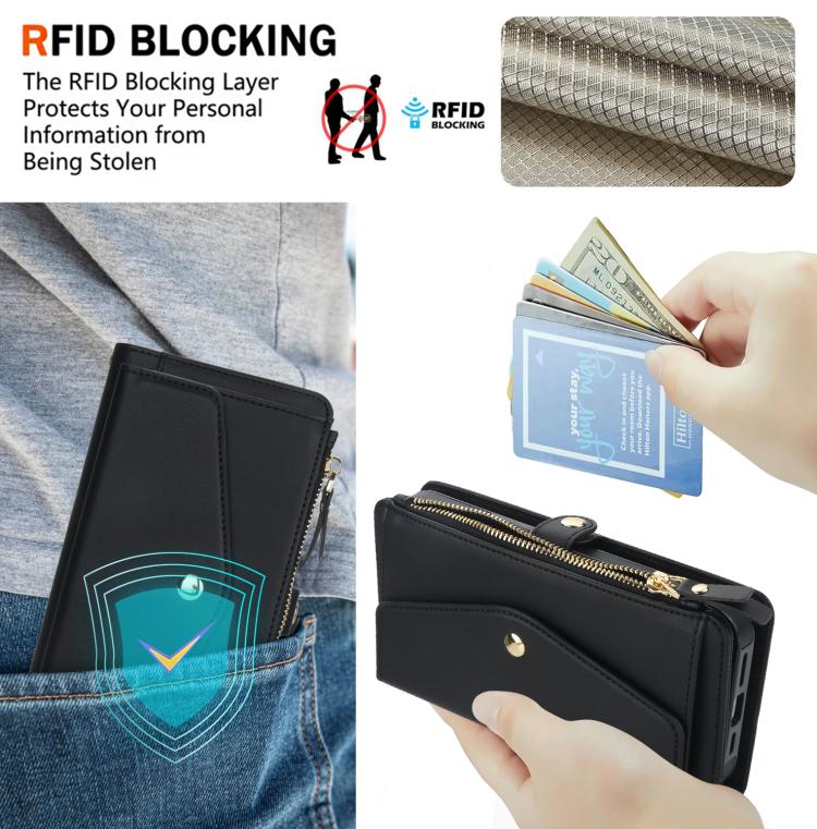 Funda de cuero desmontable con cordón para Samsung Galaxy S23 5G (negro)