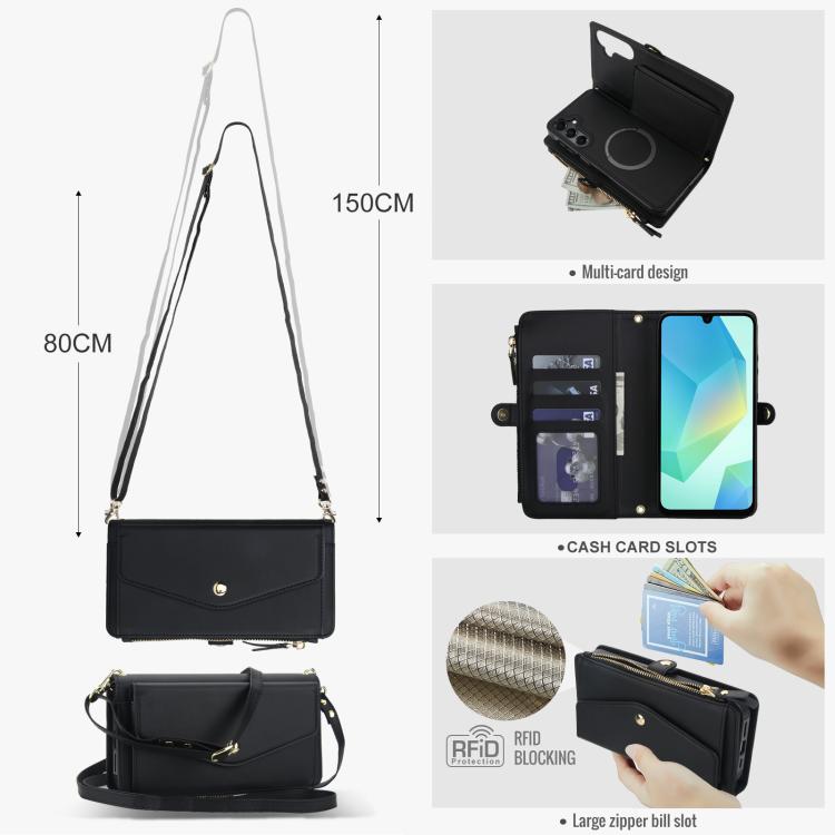 Funda de cuero desmontable con cordón para Samsung Galaxy S23 5G (negro)