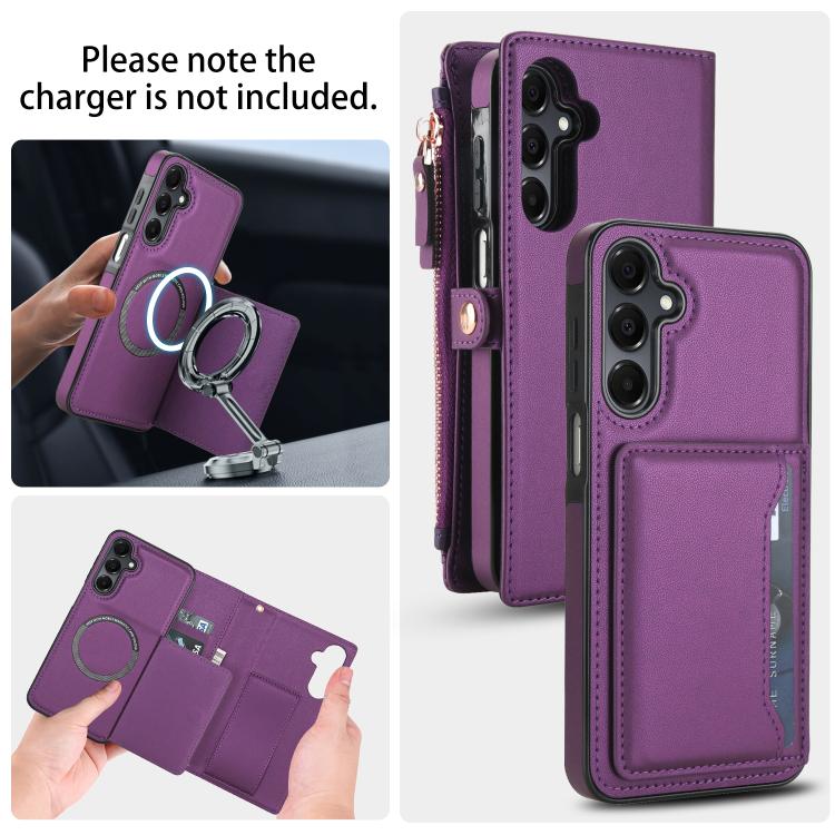 Funda de cuero desmontable con cordón para Samsung Galaxy S23 5G (morado oscuro)