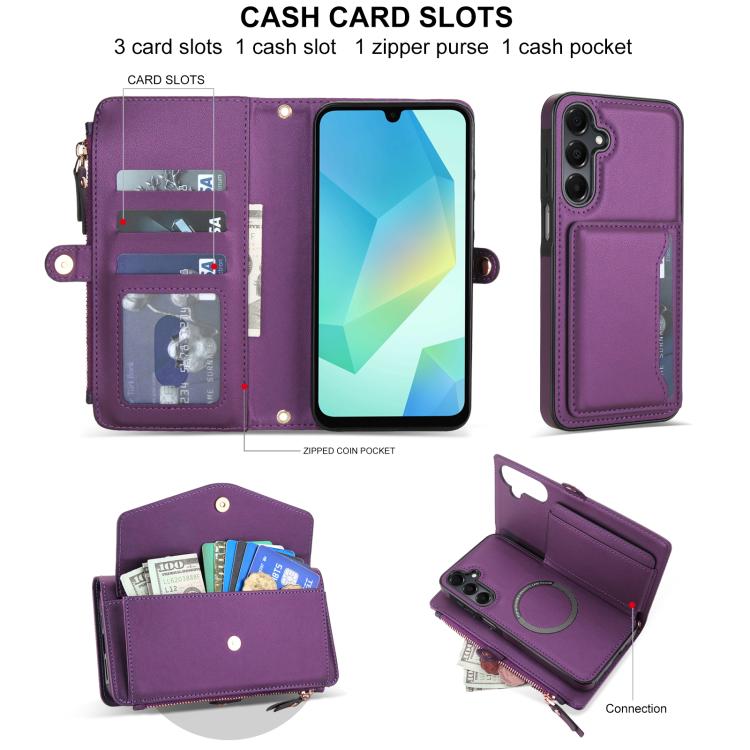 Funda de cuero desmontable con cordón para Samsung Galaxy S23 5G (morado oscuro)