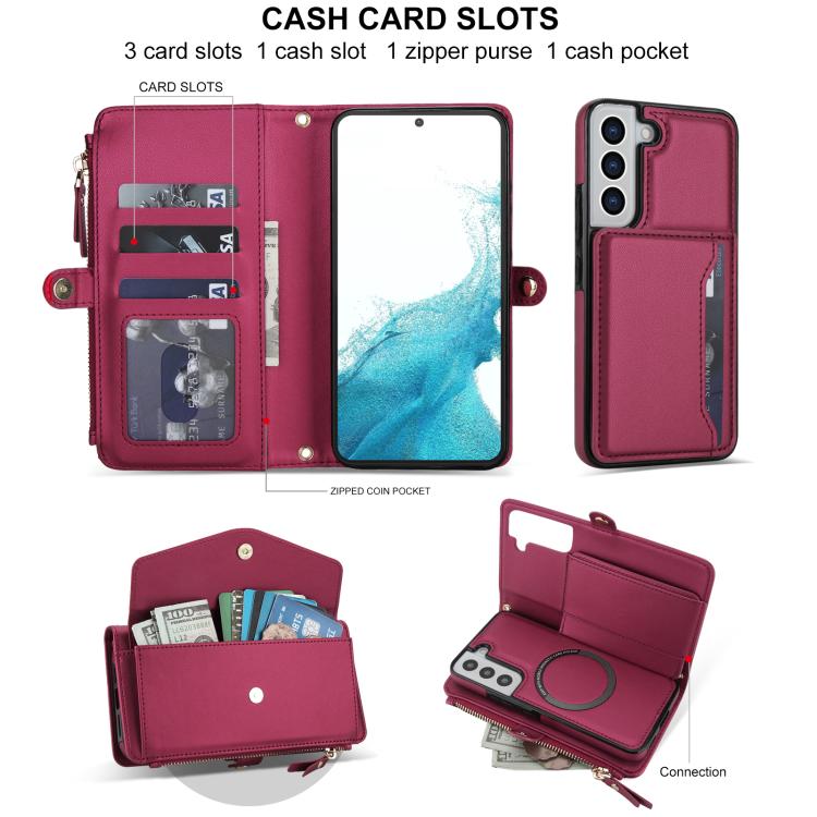 Funda de cuero desmontable con cordón para Samsung Galaxy S22 5G (rojo)