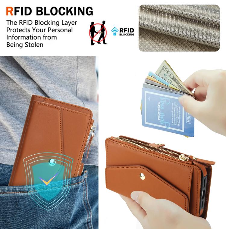 Funda de cuero desmontable con cordón para Samsung Galaxy S22 5G (marrón)