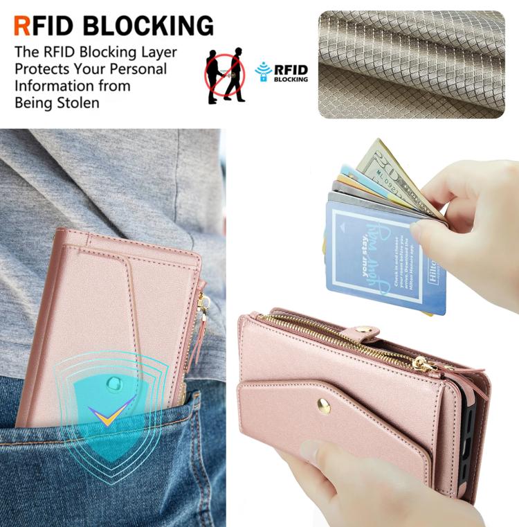 Funda de cuero desmontable con cordón para Samsung Galaxy S21 Ultra 5G (oro rosa)