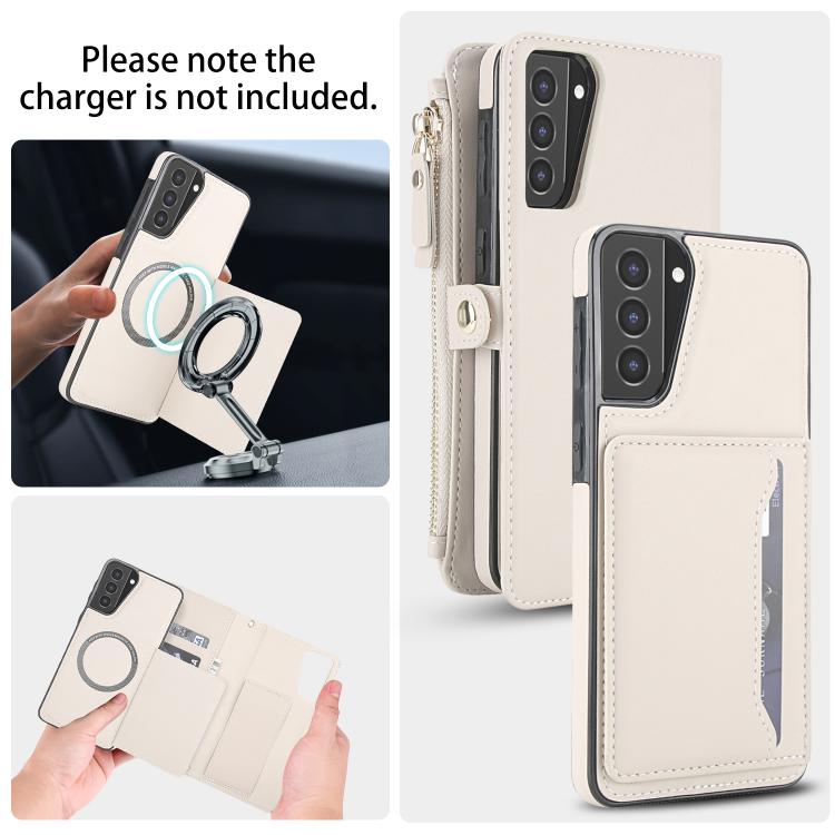 Funda de cuero desmontable con cordón para Samsung Galaxy S21+ 5G (blanco)