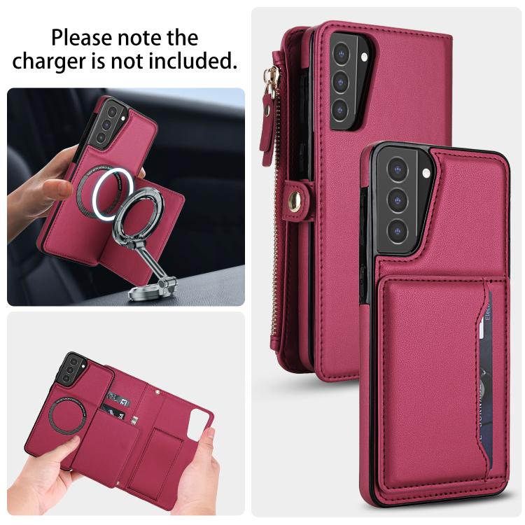 Funda de cuero desmontable con cordón para Samsung Galaxy S21+ 5G (color rojo)