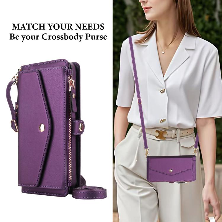 Funda de cuero desmontable con cordón para Samsung Galaxy S21+ 5G (morado oscuro)