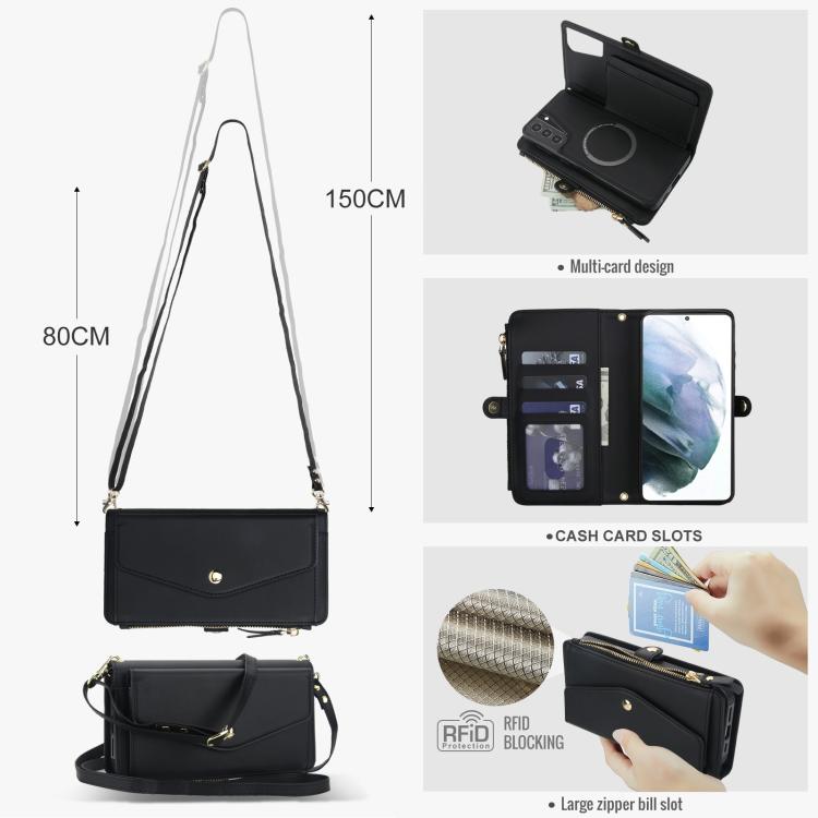 Funda de cuero desmontable con cordón para Samsung Galaxy S21 5G (negro)