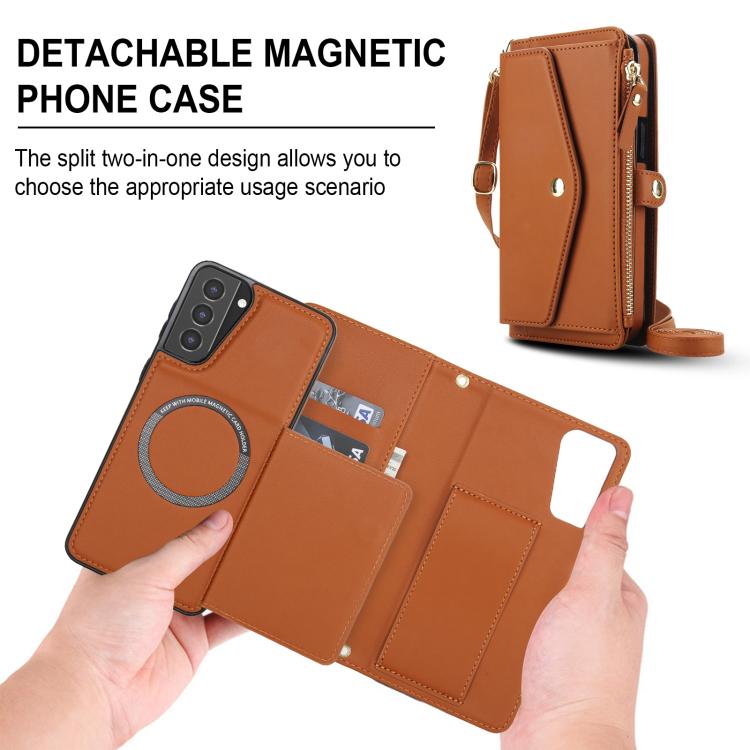 Funda de cuero desmontable con cordón para Samsung Galaxy S21 5G (marrón)