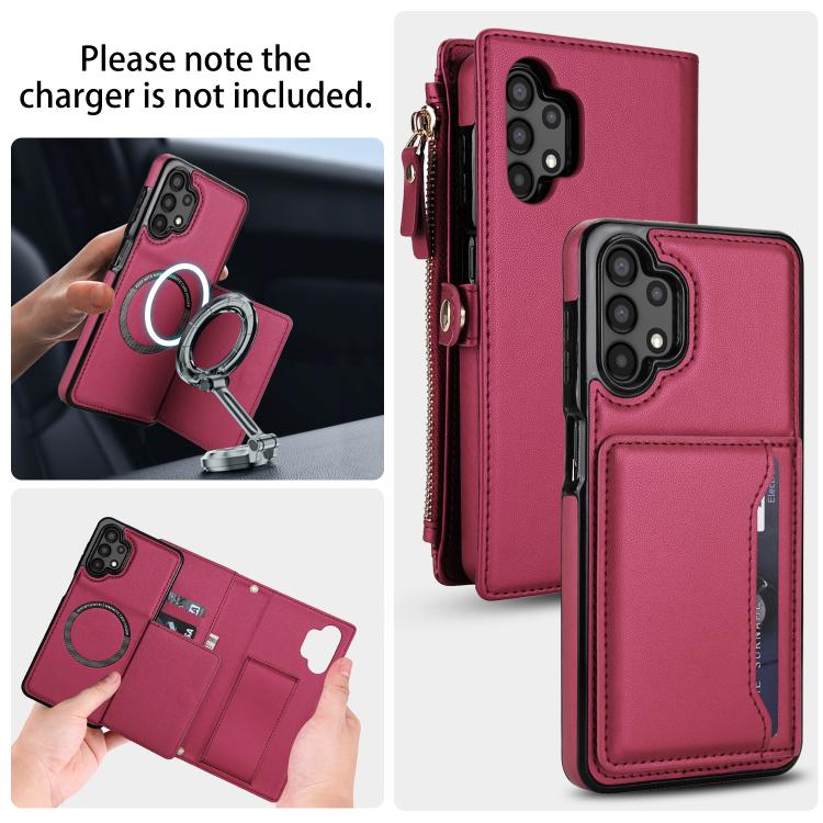 Funda de cuero desmontable con cordón para Samsung Galaxy A13 4G/5G (rojo)