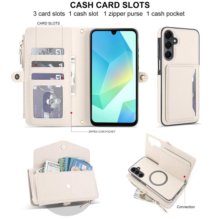 Funda de cuero desmontable con cordón para Samsung Galaxy A14 4G/5G (blanco)