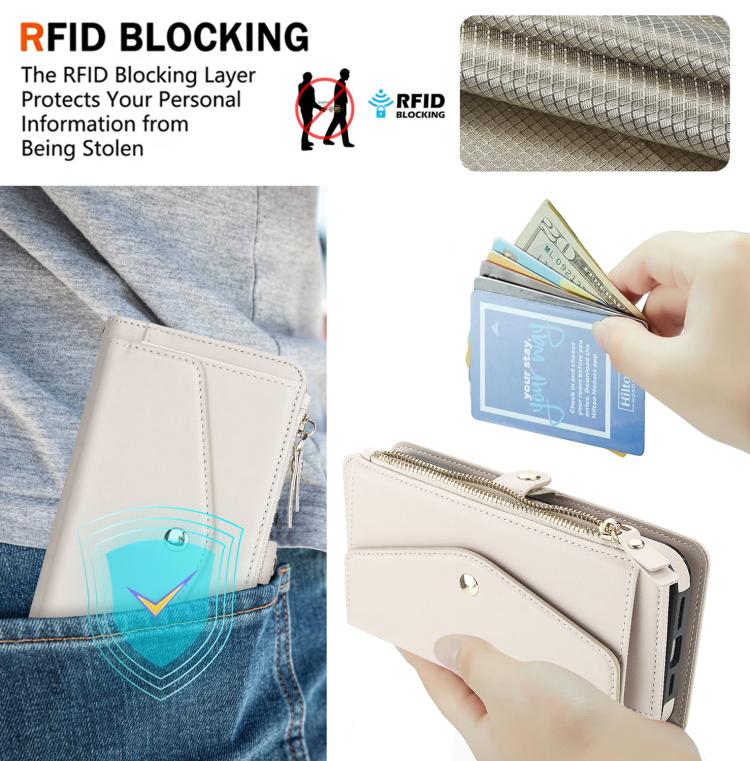Funda de cuero desmontable con cordón para Samsung Galaxy A14 4G/5G (blanco)