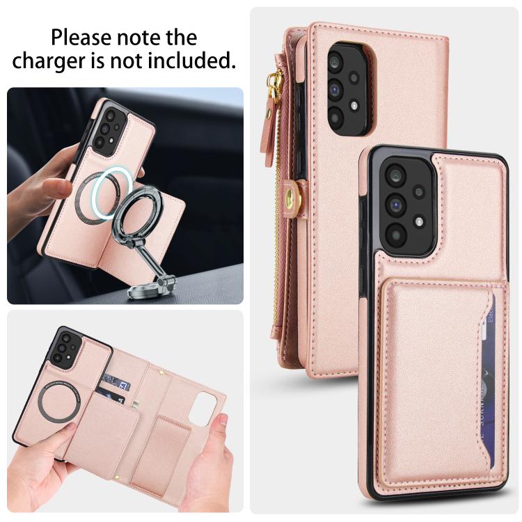 Funda de cuero desmontable con cordón para Samsung Galaxy A33 5G (oro rosa)