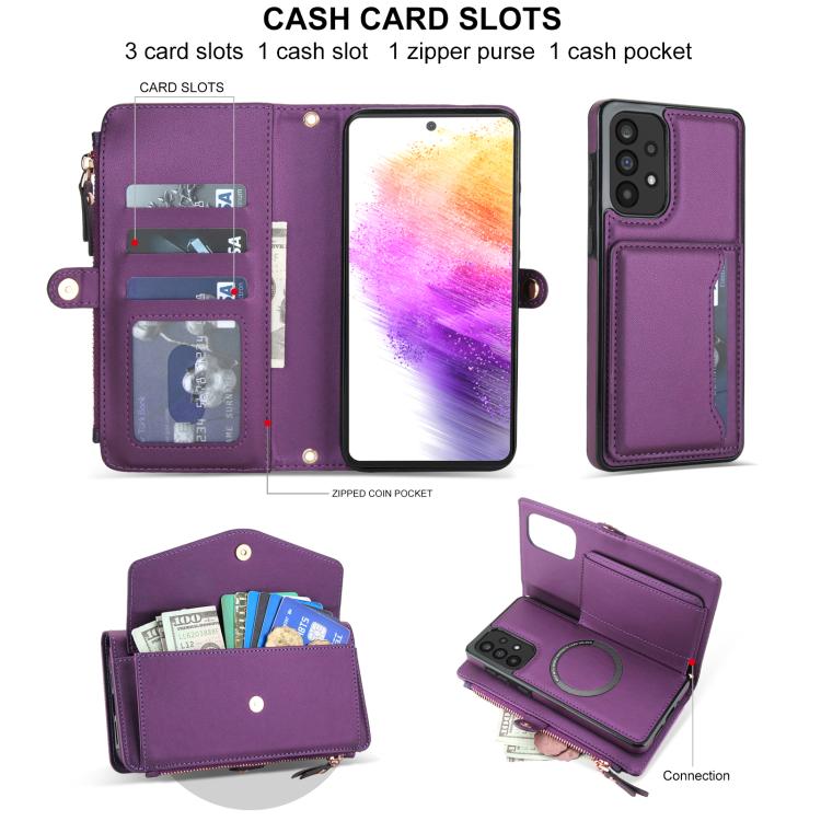 Funda de cuero desmontable con cordón para Samsung Galaxy A33 5G (morado oscuro)