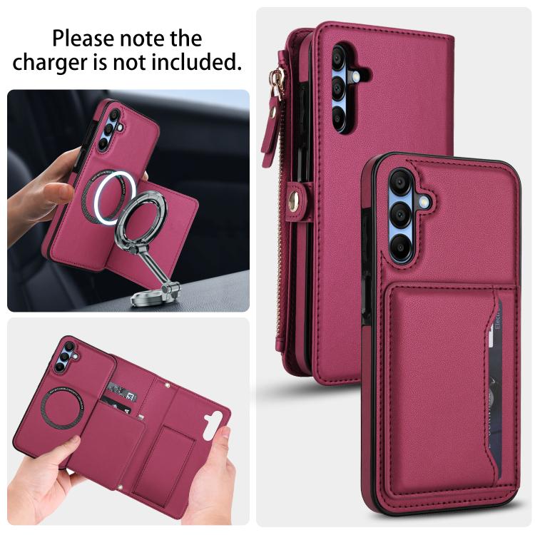 Funda de cuero desmontable con cordón para Samsung Galaxy A35 5G (rojo)