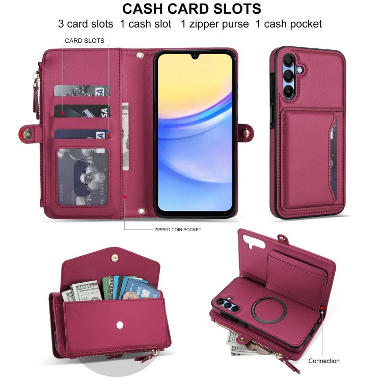 Funda de cuero desmontable con cordón para Samsung Galaxy A35 5G (rojo)