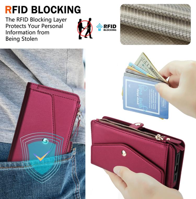 Funda de cuero desmontable con cordón para Samsung Galaxy A35 5G (rojo)