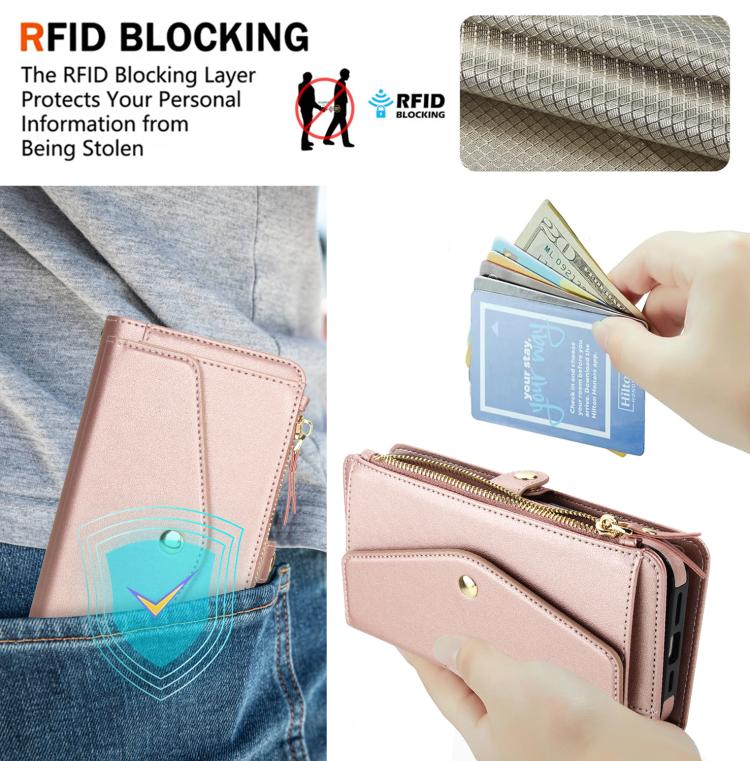 Funda de cuero desmontable con cordón para Samsung Galaxy A35 5G (oro rosa)