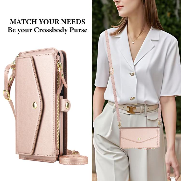 Funda de cuero desmontable con cordón para Samsung Galaxy A35 5G (oro rosa)
