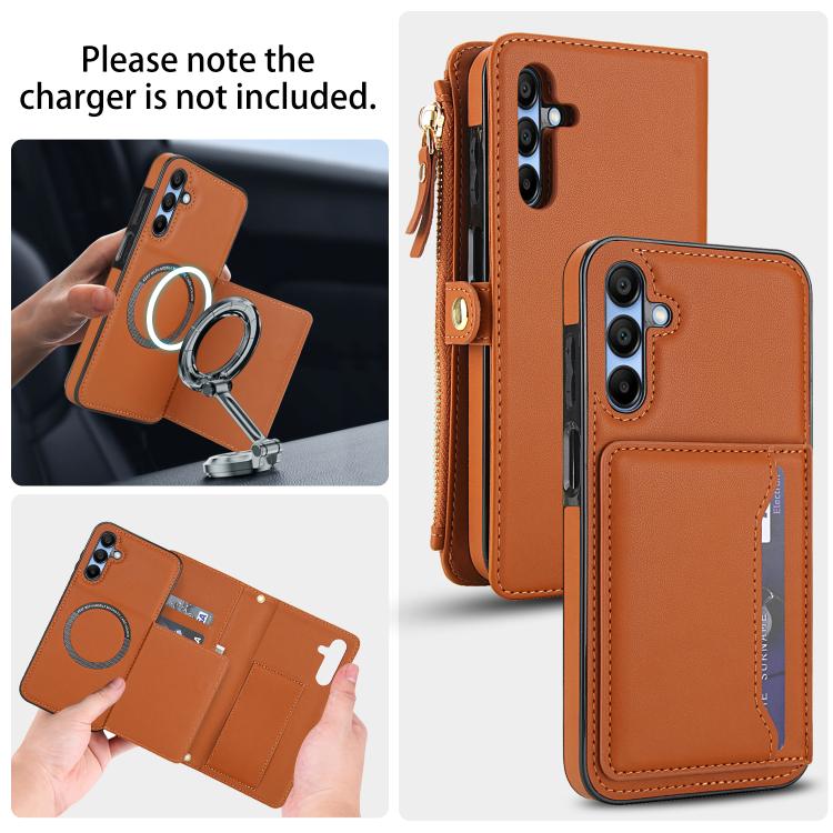 Funda de cuero desmontable con cordón para Samsung Galaxy A35 5G (marrón)