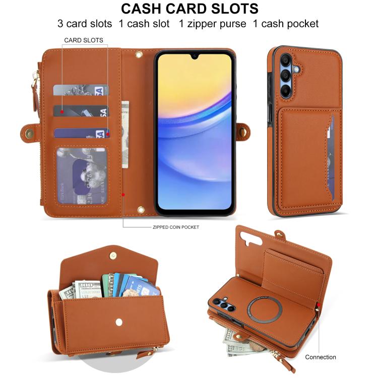 Funda de cuero desmontable con cordón para Samsung Galaxy A35 5G (marrón)