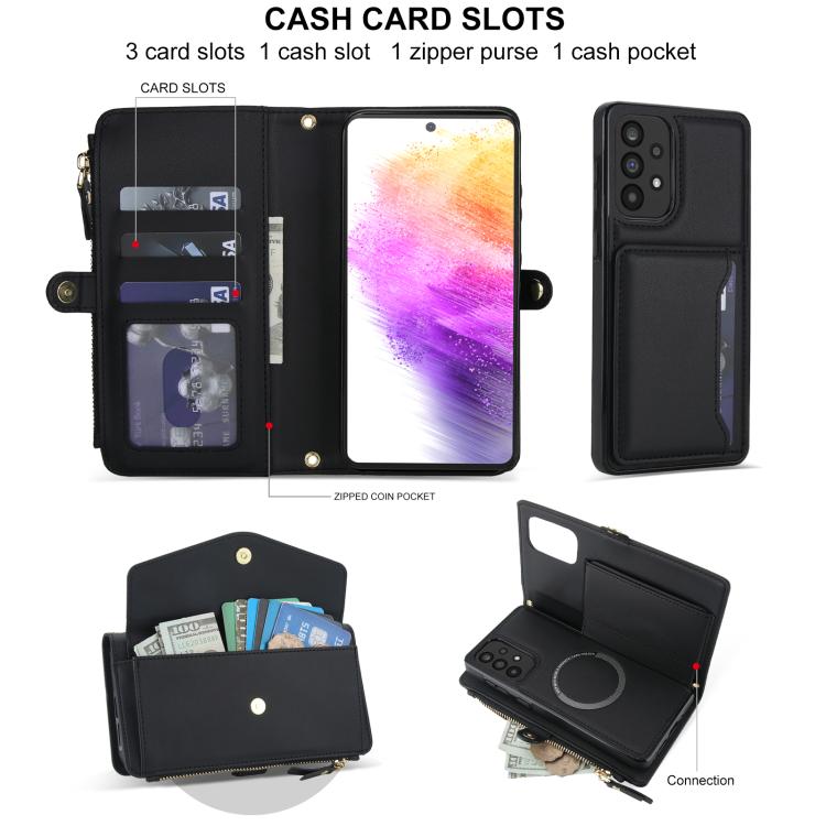 Funda de cuero desmontable con cordón para Samsung Galaxy A52 5G (negro)