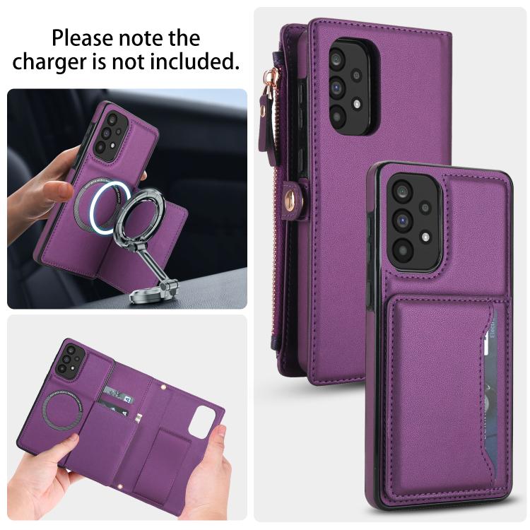 Funda de cuero desmontable con cordón para Samsung Galaxy A52 5G (morado oscuro)