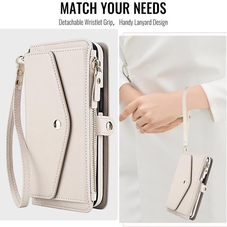 Funda de cuero desmontable con cordón para Samsung Galaxy A53 5G (blanco)