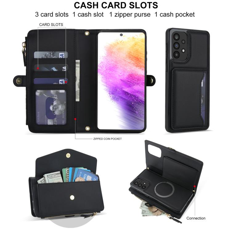 Funda de cuero desmontable con cordón para Samsung Galaxy A53 5G (negro)