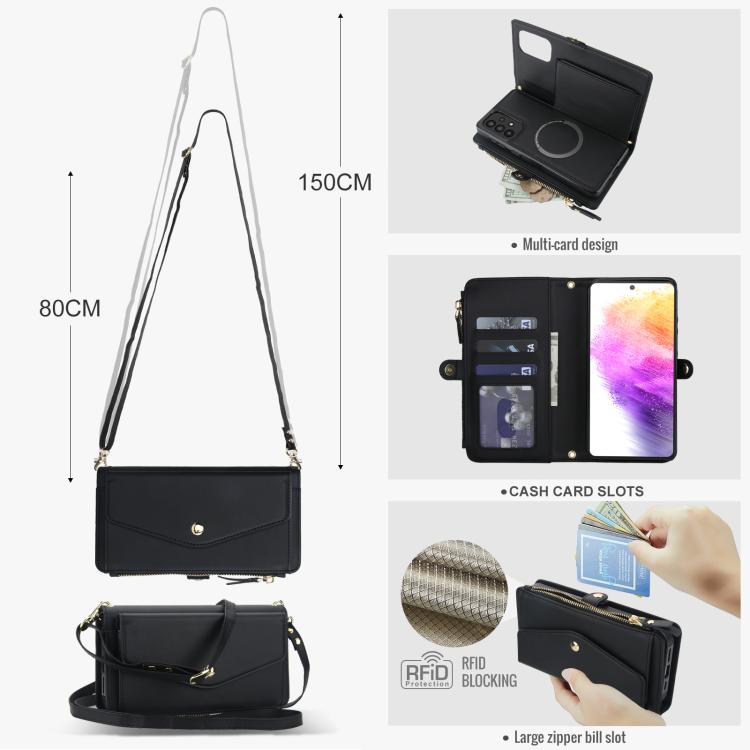 Funda de cuero desmontable con cordón para Samsung Galaxy A53 5G (negro)