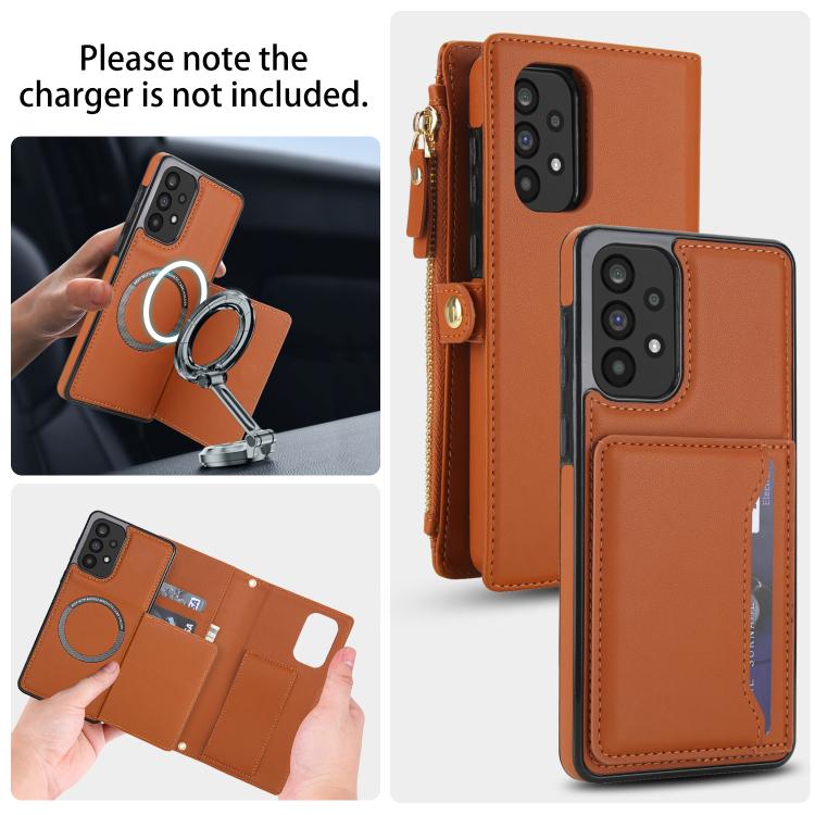 Funda de cuero desmontable con cordón para Samsung Galaxy A53 5G (marrón)