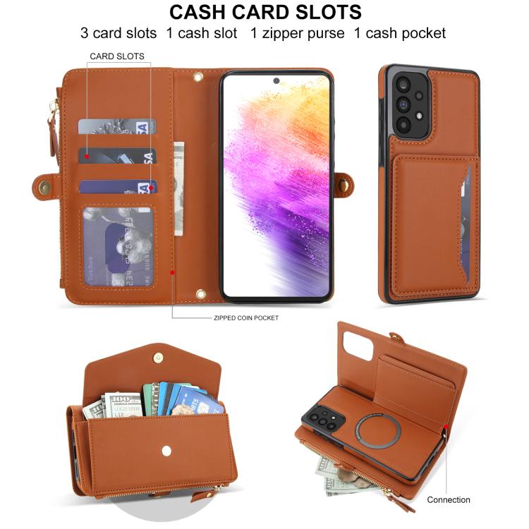 Funda de cuero desmontable con cordón para Samsung Galaxy A53 5G (marrón)