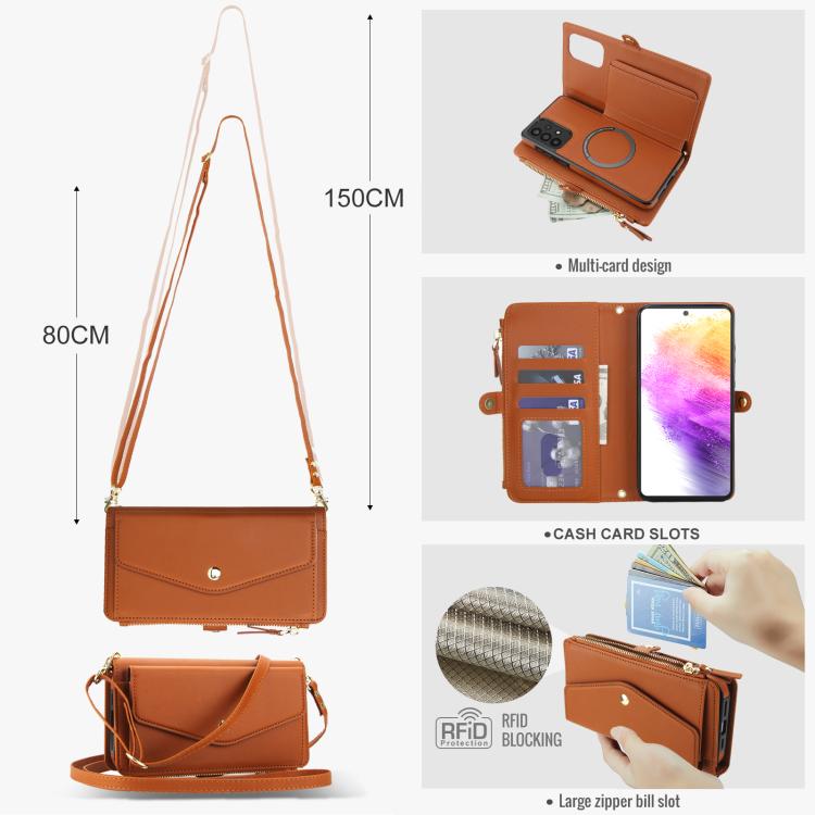 Funda de cuero desmontable con cordón para Samsung Galaxy A53 5G (marrón)