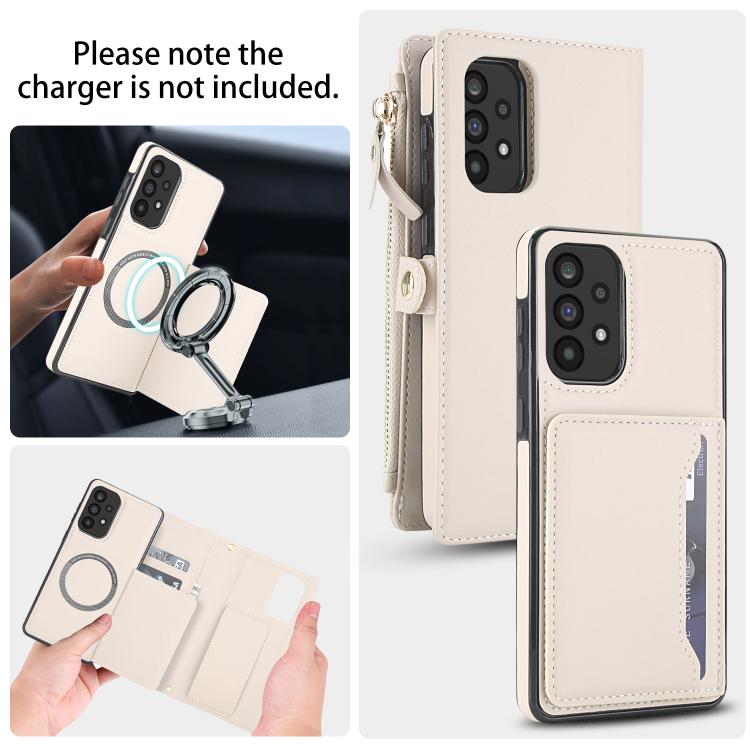 Funda de cuero desmontable con cordón para Samsung Galaxy A72 5G (blanco)
