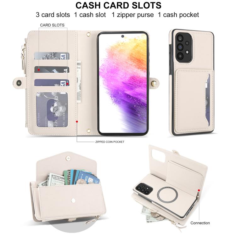 Funda de cuero desmontable con cordón para Samsung Galaxy A72 5G (blanco)