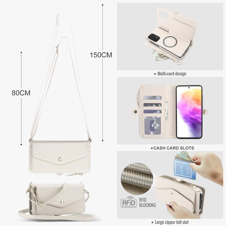 Funda de cuero desmontable con cordón para Samsung Galaxy A72 5G (blanco)