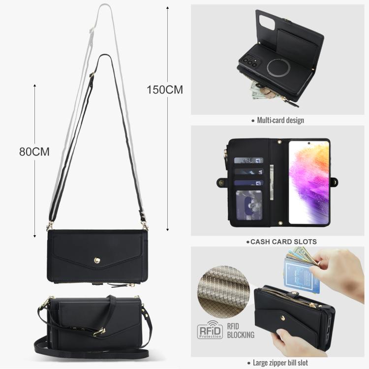 Funda de cuero desmontable con cordón para Samsung Galaxy A72 5G (negro)