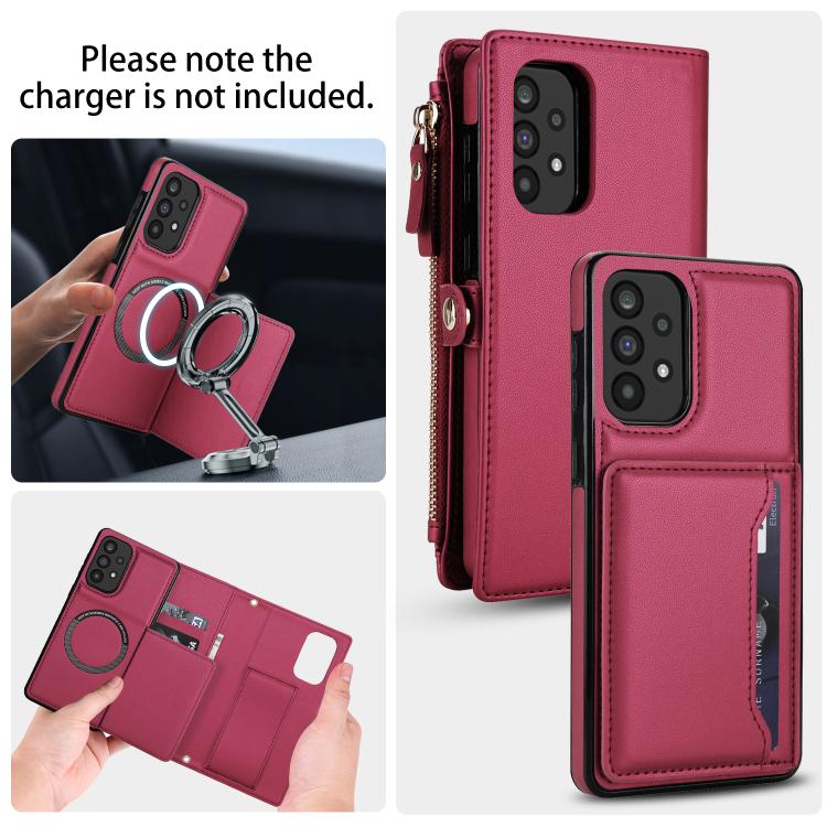 Funda de cuero desmontable con cordón para Samsung Galaxy A72 5G (color rojo)