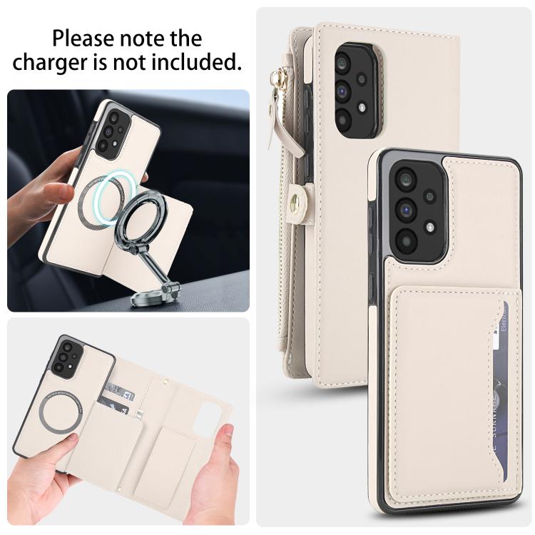 Funda de cuero desmontable con cordón para Samsung Galaxy A73 5G (blanco)