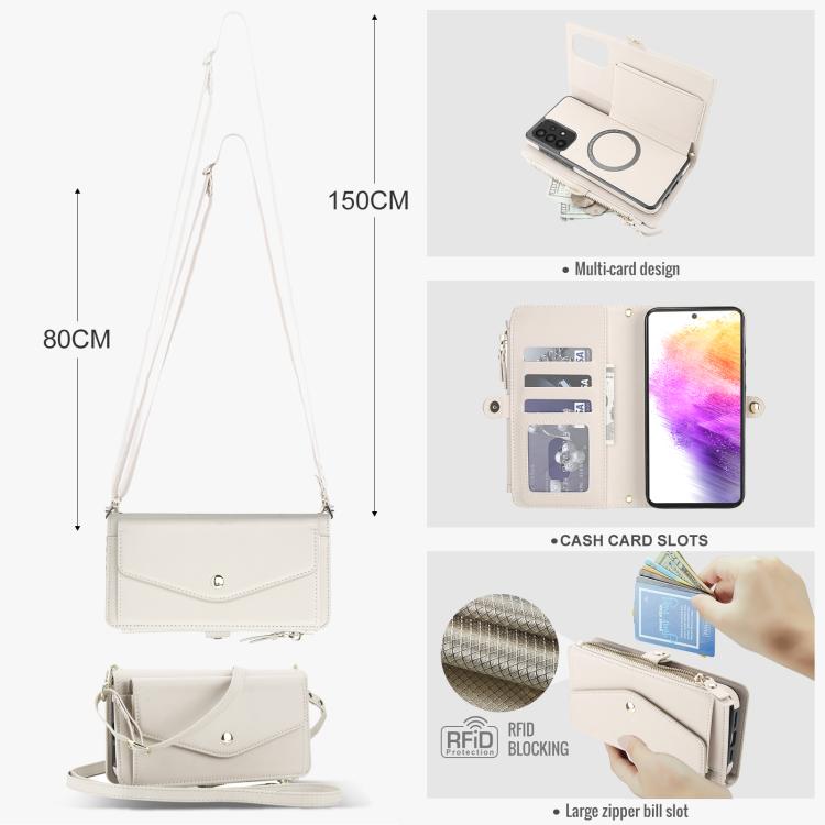 Funda de cuero desmontable con cordón para Samsung Galaxy A73 5G (blanco)