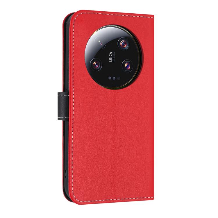 Funda de cuero con lazo metálico y correa para la mano para Xiaomi 13 Ultra (roja)
